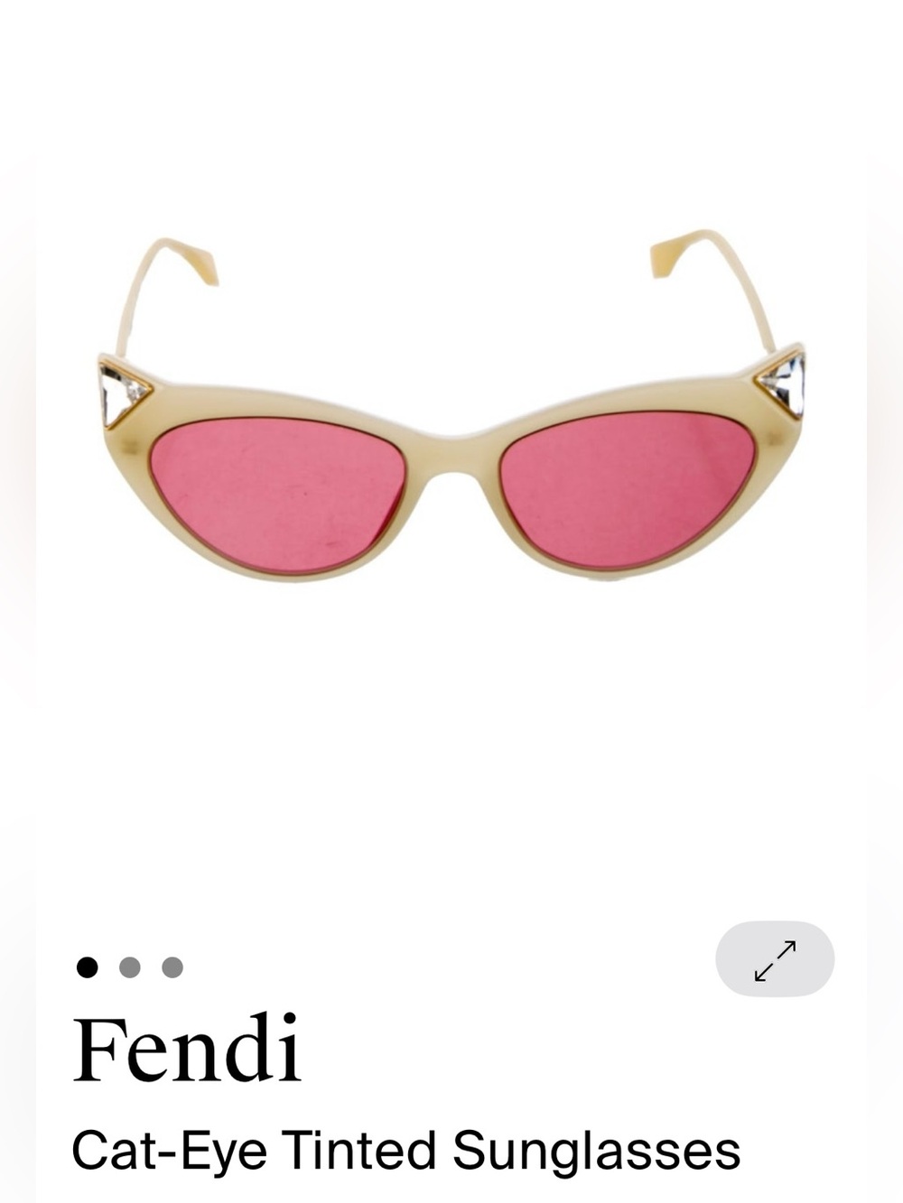 Fendi Beige Cat-Eye Sunglasses with tinted Lenses authentic pristine & vintage